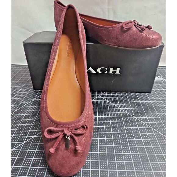 Coach Lola Ballet Bordeaux Suede shoes woman Sz US‎ 9.5 M - Picture 1 of 13